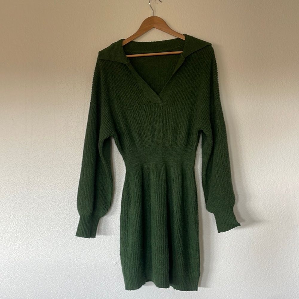 Green sweater dress